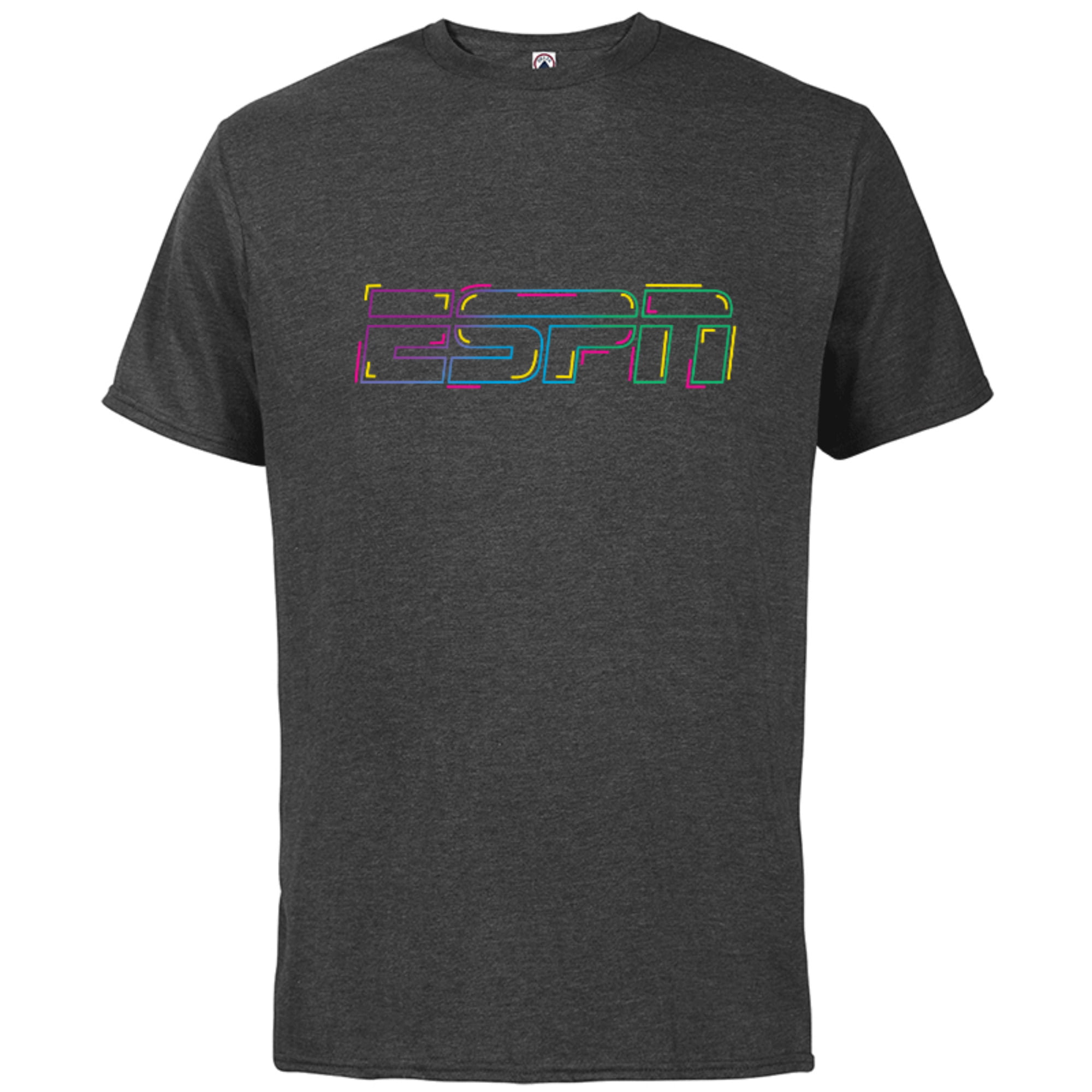 ESPN Logo Colorful Outline Standard - Short Sleeve Cotton T-Shirt for Adults - Customized-Charcoal Heather