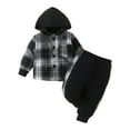 thumbnail image 2 of Toddler Boys Outfit Sets Autumn Winter Plaid Print Hooded Long Sleeve Hoodies Tops With Pants Two Piece Little Boys Clothes, 2 of 6