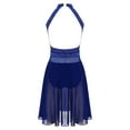 thumbnail image 5 of YONGHS Women Lyrical Dance Costume Gymnastics Sleeveless Mesh Color Block Ballet Leotard Dress Blue L, 5 of 7