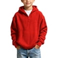 thumbnail image 3 of ZVAVZ Kids Quarter Zip Hoodie Waffle Knit Hooded Sweatshirt Long Sleeve Textured Pullover Hoodies Fashion Casual Back to School Hoody Red 3-4 Years, 3 of 10