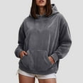 thumbnail image 2 of idosla Womens Oversized Acid Wash Hoodie Unisex Cotton Hoodies Fleece Vintage Washed Sweatshirt Women Men (Grey, S), 2 of 8
