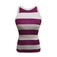thumbnail image 5 of Rggeeun Women Tank Tops Ribbed Vest Colorful Striped Pattern Elastic Slim Fit Crew Neck Soft Lightweight For Summer Yoga Daily Wear Versatile Sleeveless,Pink,Xl, 5 of 5