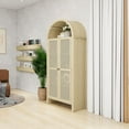 thumbnail image 3 of LUMAMIN  70.28" Tall Arched Kitchen Pantry, Breathable Rattan Door Storage Cabinet Cupboard with Adjustable Shelves for Kitchen, Dining Room or Living Room, Natural, 3 of 9