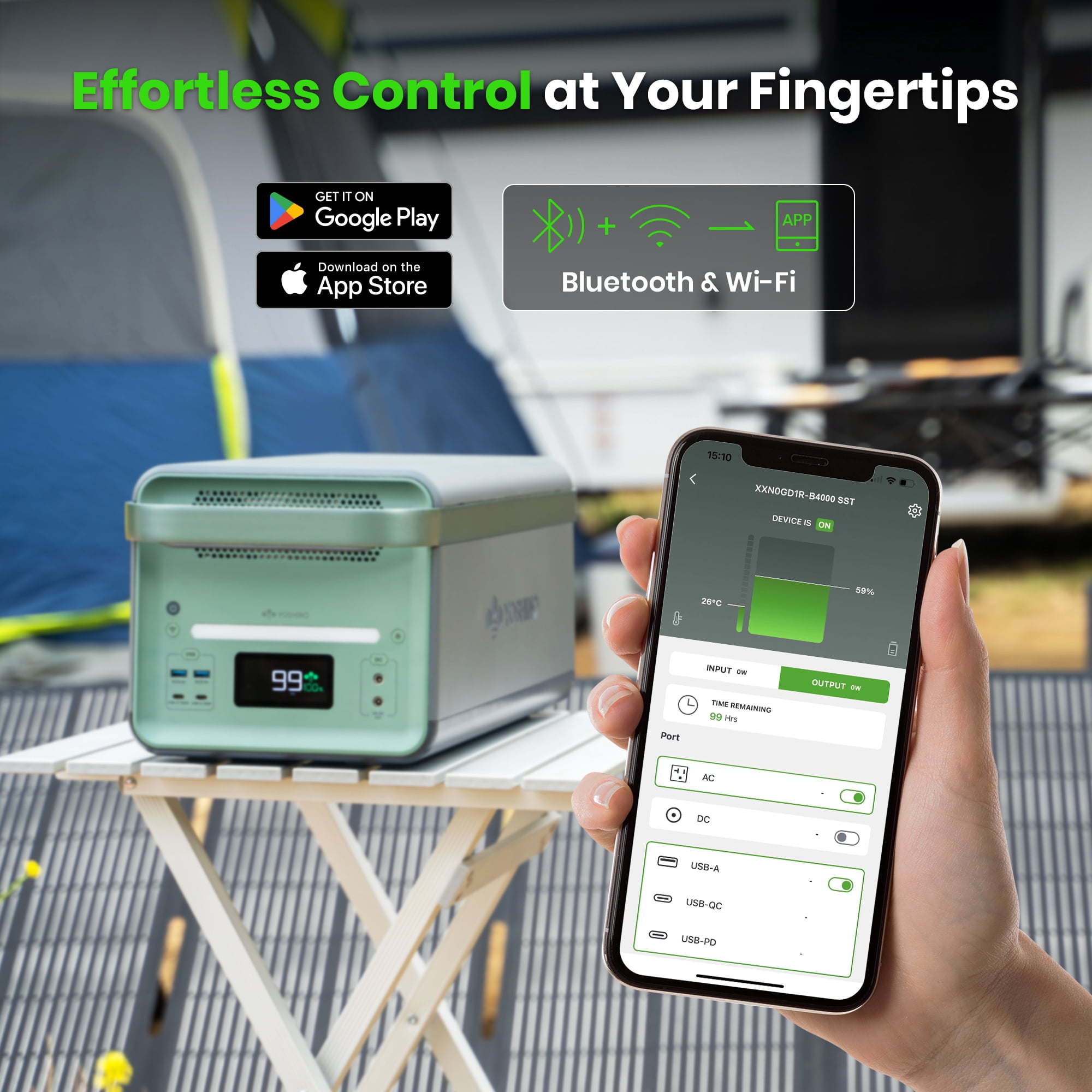 Yoshino B4000 SST 11-Port Solid-State Solar Generator 2611Wh, 4000W with 3-Piece Solar Panels (600W) Emergency UPS Backup Battery, Pure Sine Wave, Smart App Connect