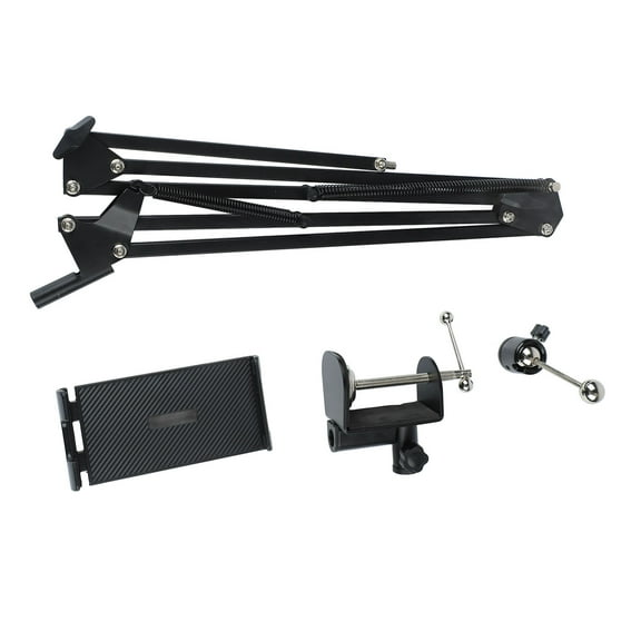 Bed Phone Holder 360 Degree Rotation 3 Sections Stretchable Tablet Bed Holder with Reserved Charging Port for Bedroom