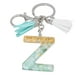 thumbnail image 1 of Llavero de letras con borlas verdes | Colgante de cristal acrílico | Lámina de oro, pegamento en gota, joyería de piedra engrosada | Amuleto de bolso con estilo, accesorio para mochila | 1 pieza, 1 of 2
