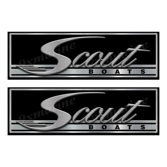 2 Scout Boat Stickers. Remastered Name Plate