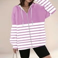 thumbnail image 2 of Aboser Womens Zip Up Hoodies Long Sleeve Fashion Sweatshirt Loose Fit Striped Hooded Sweatshirts Fleece Y2K Hoodie Jackets 2026 Preppy Fall Winter Clothes Pink XXL, 2 of 5