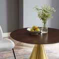 thumbnail image 6 of Dining Table, Round, Wood, Metal Steel, Gold Dark Brown Brown Walnut, Modern Contemporary Urban Design, Kitchen Room Cafe Bistro Restaurant Hospitality, 6 of 6
