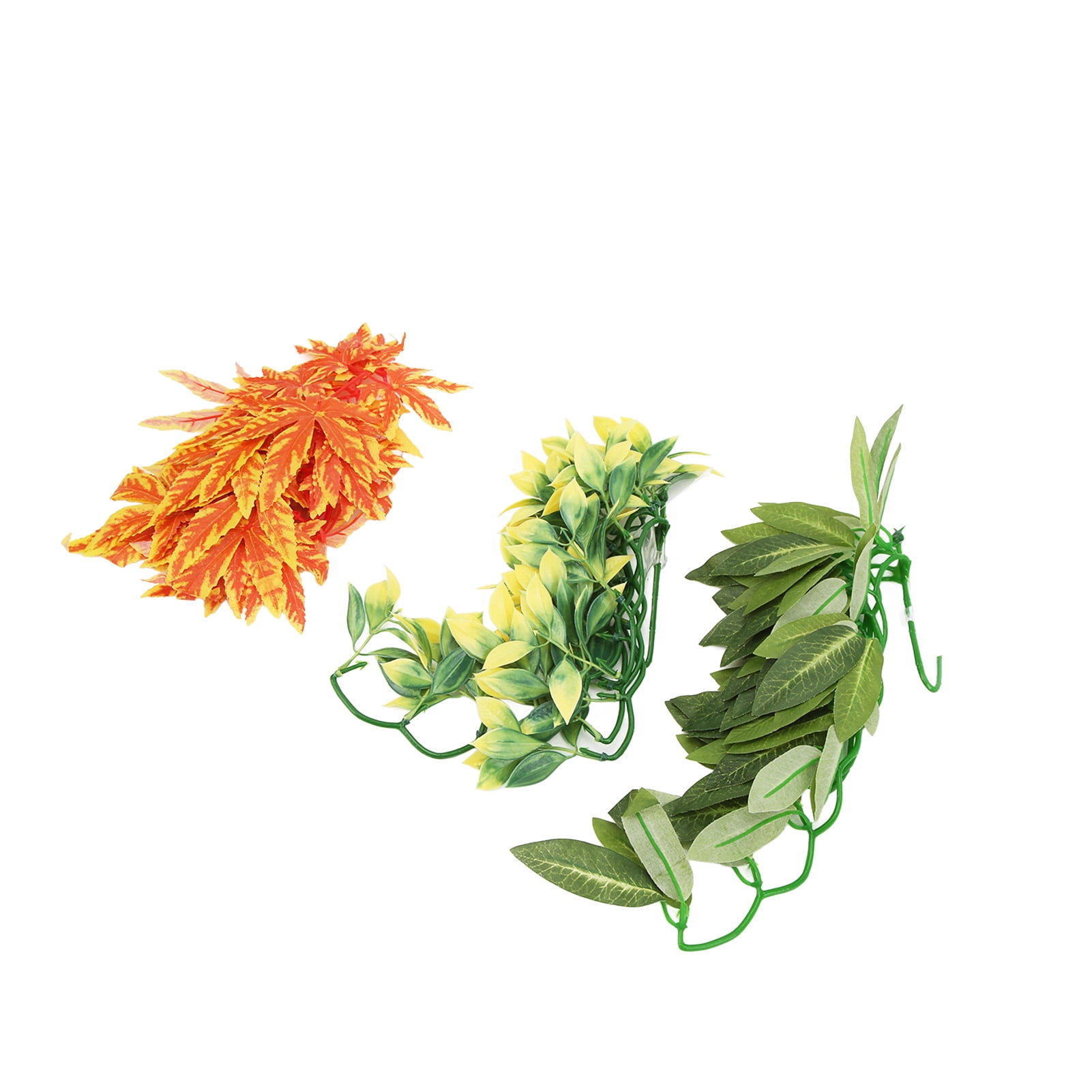 Xirurus 3pcs Reptile Plants Plastic Decorative Hanging Artificial Rattan with Suction Cup for Bearded Dragon Lizards Geckos Snakes Hermit Crab Habitat Terrarium Decor (9.06 inches / 23cm)