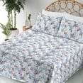 thumbnail image 3 of Ambesonne Vintage Fitted & Flat Sheet with Shams 4 Pcs Set, Flowers Watercolor Plot, Calking, Pale Maroon and Sea Blue, 3 of 5