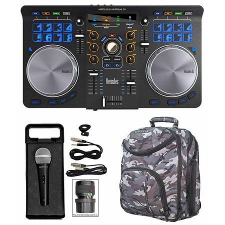 Hercules Universal DJ USB MIDI Bluetooth Controller+CAMOPACK+Mic+Cables+Case