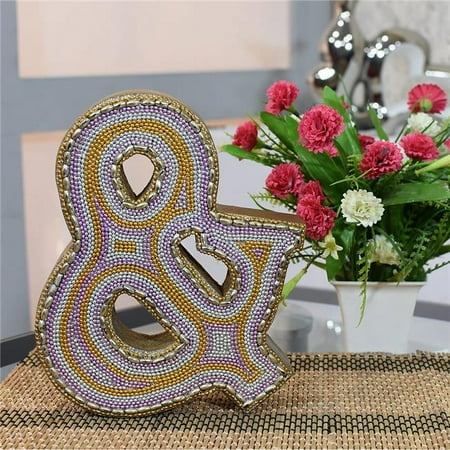 

& Alphabet Handmade Letter Block Eco-Friendly Wall Decor Gold with Zari Work
