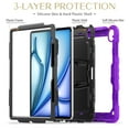 thumbnail image 4 of Rugged Case For iPad Pro 12.9 2021 – 3-Layer Protection Shockproof Stand Cover with Screen Protector, Adjustable Stand, Shoulder Strap, & Pencil Holder -- Purple, 4 of 10