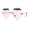 thumbnail image 6 of Womens Funky Strawberry Heart Shape Rimless Lolita Metal Frame Sunglasses Gold - Pink, 6 of 8
