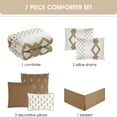 thumbnail image 5 of Lanco 7 Piece White Taupe Comforter Set, King Size， All Season Geometric Pattern Bedding Set, Matching Bed Skirt, Pillows & Shams, 5 of 7
