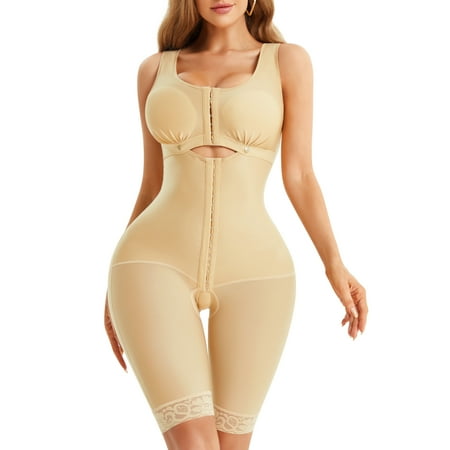 

CtriLady Shapewear Bodysuits Bra for Women Tummy Control Bodysuit Waist Trainer Full Body Shaper Faja Colombianas Compression Jumpsuits Garments(Beige Large)