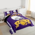 thumbnail image 3 of Castle Fairy Sport Rugby Football Full Size Comforter Sets 3-Piece for Female Men Adults,Ball Gamer Bedding Comforter Set,Purple Yellow Lightweight Bedding Sets,Ultra Soft Home Decor,Reversible, 3 of 8