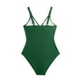 thumbnail image 5 of ZQGJB Tummy Control One Piece Swimsuits for Women High Waist Ruched Bathing Suits Trendy Solid Color Strappy V Neck Monokini Set(Green,XL), 5 of 9