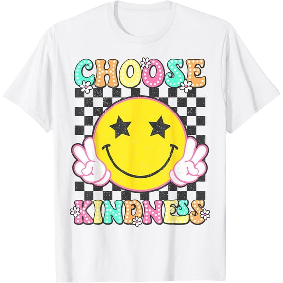 Cheerful Smiley Face Retro Groovy Be Kind Inspirational T-Shirt for Positive Vibes