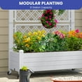 thumbnail image 3 of ModFusion 5 Ft Planter Box with Partitioner, Drainage Hole, Trellis, Lockable Rolling Wheels, for Hanging Plants, Tomato Pots Planters, Raised Garden Bed, Summer Fence, White, 3 of 10