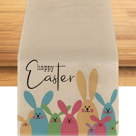 

AZZAKVG Easter Room Decor Banner House Kitchen Decoration Outdoor Easter Table Flag Bunny Egg Pattern Table Decoration Waterproof Mat Fabric Printed Table Runner
