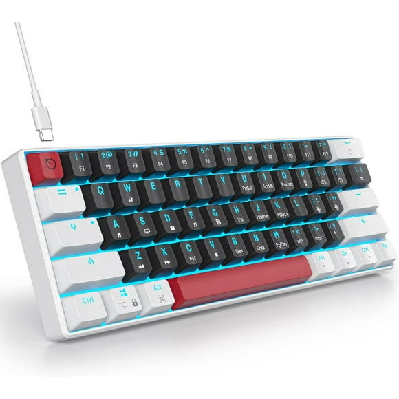 60 Percent Mechanical Keyboard Mini Gaming Keyboard 60% with Red Switch Wired Type-C Cable Mini Keyboard with LED