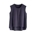 thumbnail image 2 of SDNall Blouse pour Femmes Unie Décontractée Mode Col Rond Régulière Sans Manches Hauts de Nuit, 2 of 9