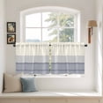 thumbnail image 3 of Black Beige Striped Tier Curtains, Farmhouse Stripes Light Filtering Kitchen Curtains, 2Pcs Rod Pocket Half Window Treatments Panels for Sink Cafe Cabinet Camper 27.5x36 Inches, 3 of 9