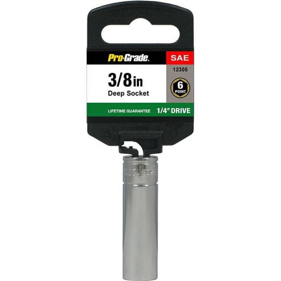 Pro-Grade 1/4in Drive 6 Pt. 11/32in Standard Socket – Chrome Vanadium, Rust Resistant,12304