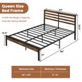 thumbnail image 3 of Costway Queen Industrial Metal Platform Bed Frame Charging Station Mattress Foundation, 3 of 10