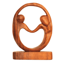 12" Wooden Handmade Abstract Sculpture Statue Handcrafted "True Romance" Gift Decorative Home Decor Figurine Accent Decoration Artwork Hand Carved