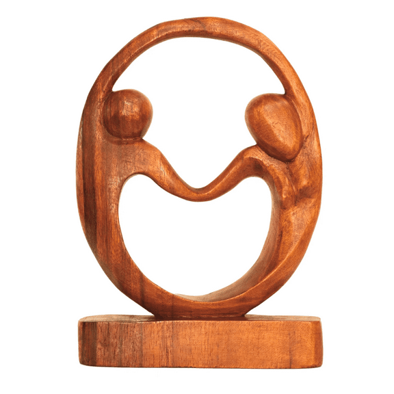 12" Wooden Handmade Abstract Sculpture Statue Handcrafted "True Romance" Gift Decorative Home Decor Figurine Accent Decoration Artwork Hand Carved