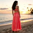 thumbnail image 5 of XIAOCHA Tiered Summer Dress for Women Spaghetti-Strap Fringed Ruffled Bohemian Vacation Maxi Dresses, 5 of 8