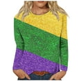 thumbnail image 2 of xixinqiwan Women Tops,Womens Long Sleeve Carnival Round Neck Casual Tshirts New Orleans Parade Custume Tops, 2 of 6