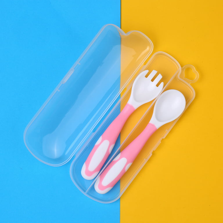 Toddler Utensils Stainless Steel Forks and Spoon,Bendable BPA Free Toddlers Feeding Training Spoon and Fork,Fork and Spoon Set with Travel Safe Case