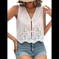 thumbnail image 1 of Chaleco con Lazo Frontal para Mujer, Camiseta Sin Mangas con Bordado Floral Y2K, Cuello en V, Top Corto, Lindas Camisetas para Salir. XXL, 1 of 8