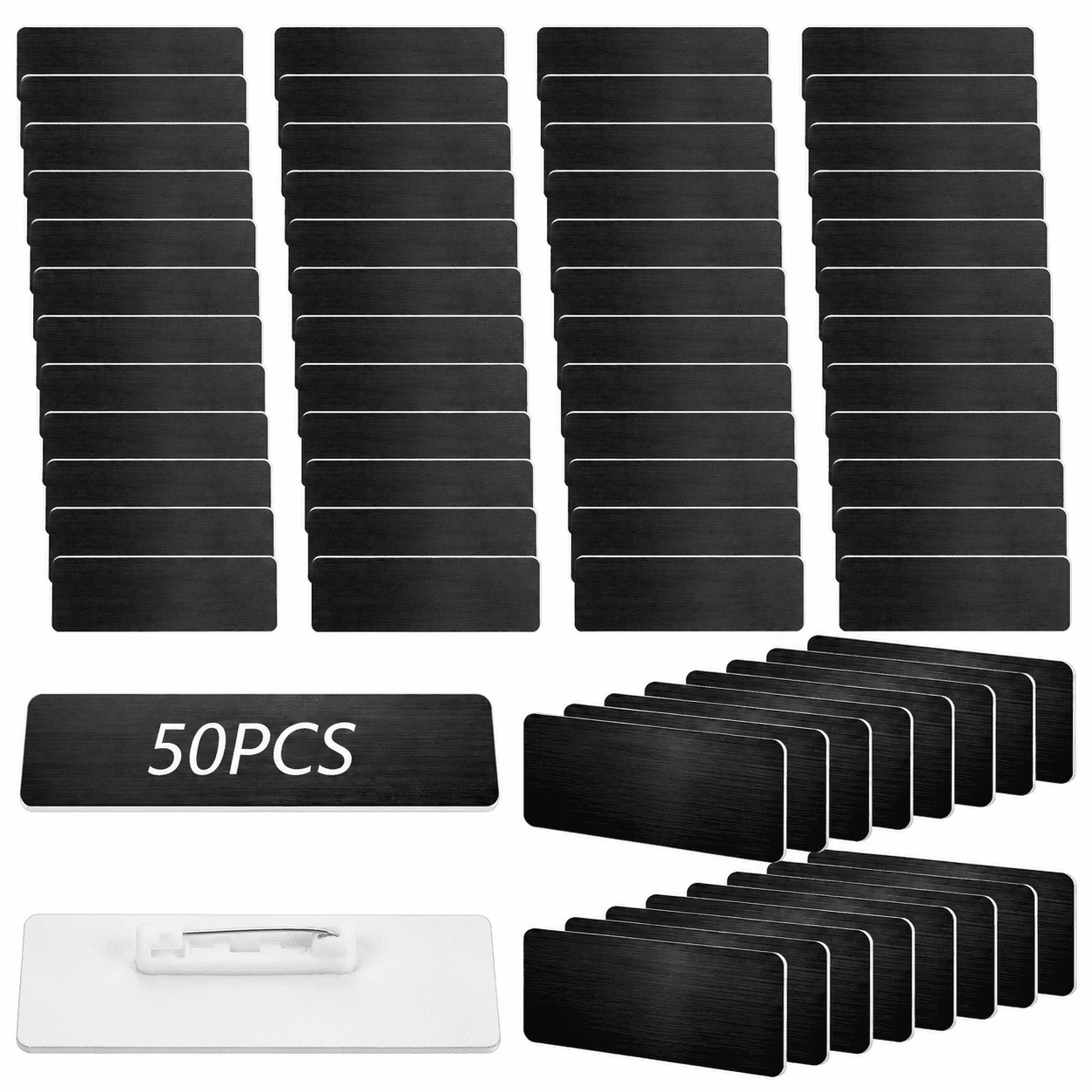 Black 1 x 3 Inches Blank Name Tags