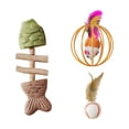 thumbnail image 3 of FEOLGEHLY Catnip Toy Set for Indoor Cats Silvervine Cat Toy Cat Teething Toy Cat Chew Toy Multi-Shape Fish Ball Mouse Feather Boredom Relief (Brown E), 3 of 7