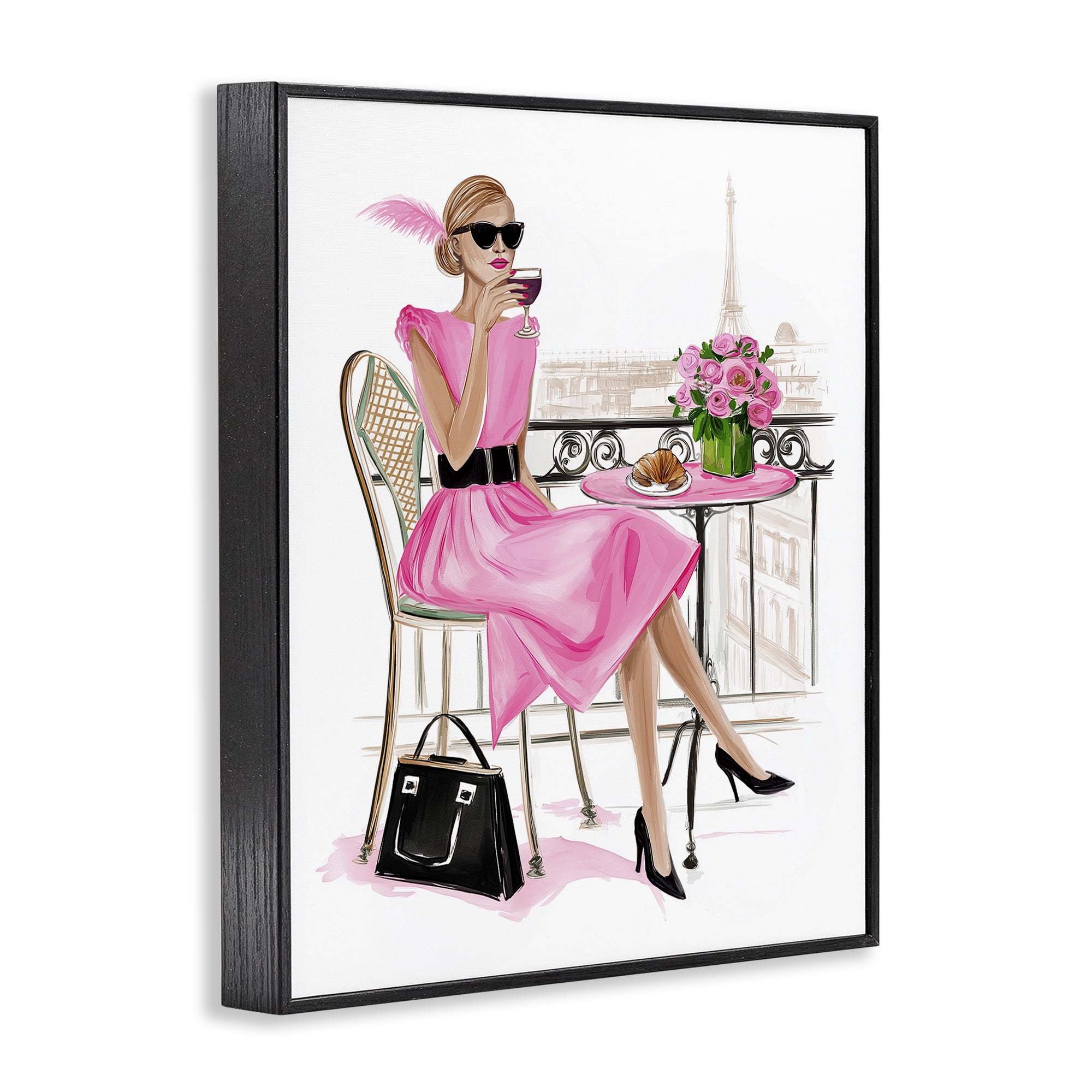 Stupell Industries Parisian Chic on Cafe Balcony Black Framed Giclee Art, design by Jess Stempel