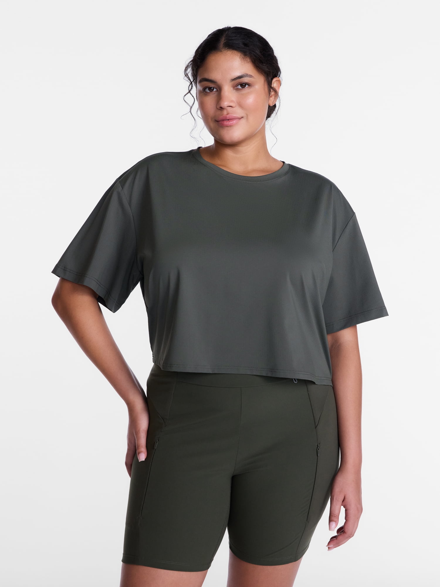 Avia Women's Cropped Boxy Tee with Short Sleeves, Sizes XS-XXXL