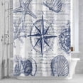 thumbnail image 2 of Vintage Nautical Bathroom Shower Curtain, Summer Navy Blue Compass Shell Starfish Map Waterproof Washable Soft Bath Curtain for Bathtub Decor with 12 Hooks&Grommet, 48x72 Inch, 2 of 9