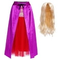 thumbnail image 2 of IDOPIP Halloween Costume for Girls Kids Witch Dress with Cape Wig Halloween Sanderson Sister Witch Fancy Dress up Cosplay Suits Role Play Outfits Set 6-7 Years Purple + Wigs, 2 of 10