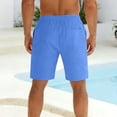 thumbnail image 4 of LMOIPLI Men's Linen Casual Shorts Elastic Drawstring Waist Summer Shorts with Pockets Lightweight Breathable Beach Shorts for Men Blue XXL, 4 of 7