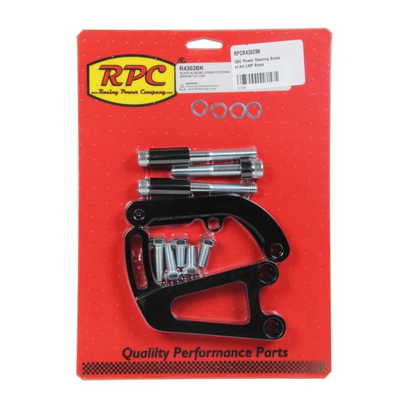 RACING POWER CO-PACKAGED SBC Power Steering Brack et Kit LWP Black partNumber: R4302BK