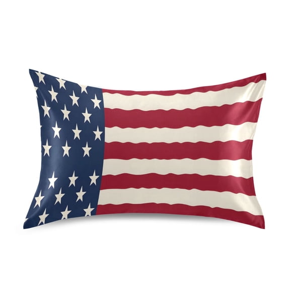 Ryvnso Satin Pillowcase American Flag Pillow Cases Standard Size 26x20in