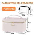 thumbnail image 4 of Cosmetiquera para Maquillaje Pequeña Impermeable, Bolsa de Maquillaje Compartimento, Neceser Mujer Portátil, Cosmetiquera de Viaje Mujer Cuero Duradera Estuche, Bolsa PVC Transparente, Blanco, 4 of 6