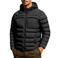 thumbnail image 2 of Mens Quilted Jackets Winter Plus Size Windproof Hooded Long Sleeve Solid Color Full Zipper Casual Daily Warm Comfortable Padded Jacket for Outdoor Sports, 2 of 3