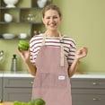 thumbnail image 5 of PPgejGEK Stripe Adjustable Bib Aprons with Pockets Linen Cooking Kitchen Chef Apron for Women Men Red Gray Green Blue Color, 5 of 6