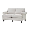 thumbnail image 5 of 59.5" Modern Classic Beige Polyester Loveseat Couch for Living Room | Upholstered Fabric Sofa with Storage &amp; Removable Covers | Elegant Silver Nail Trim, Solid Wood Frame, Comfortable Pocket Coil, 5 of 6
